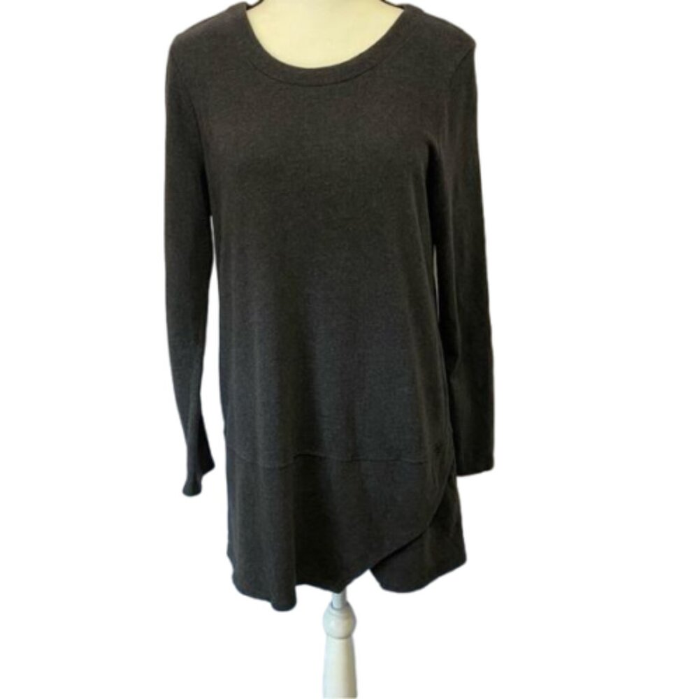 2/$30 Pure Jill Soft Dark Gray Long Sleeve Round Neck Tunic Top Size M #1383